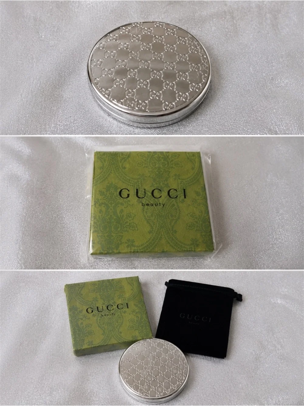 Gucci Beauty GG Monogram Compact Mirror VIP Gift w/ Box & Dust Bag